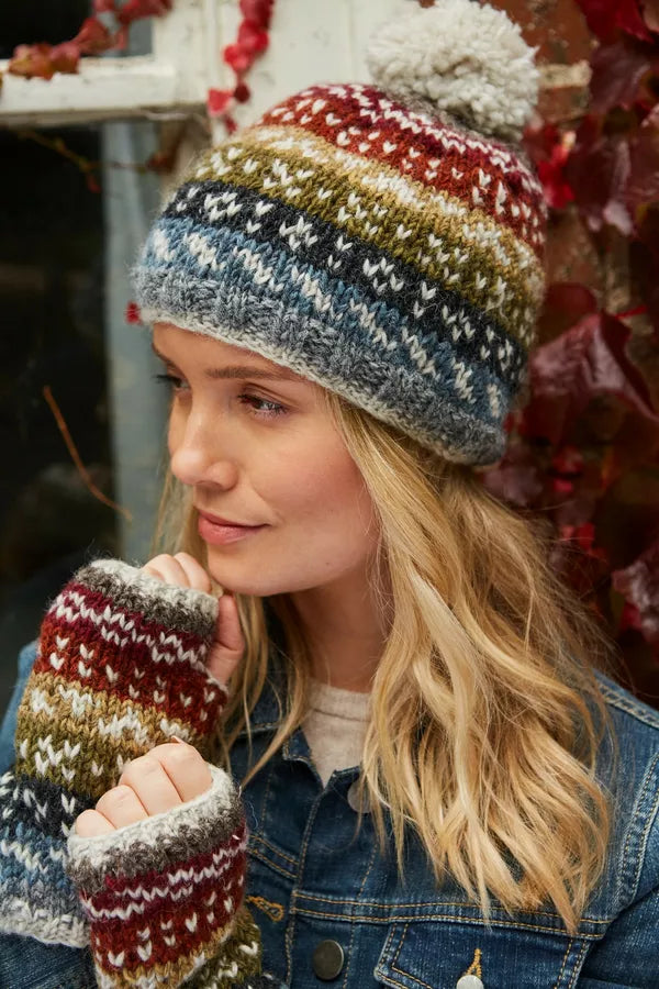 Pachamama Helmsdale Bobble Beanie-White finn