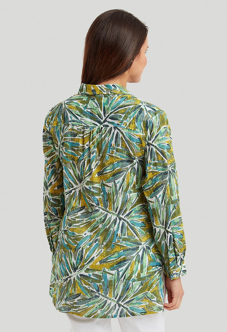 Amelia Tunic Shirt Palm House Print