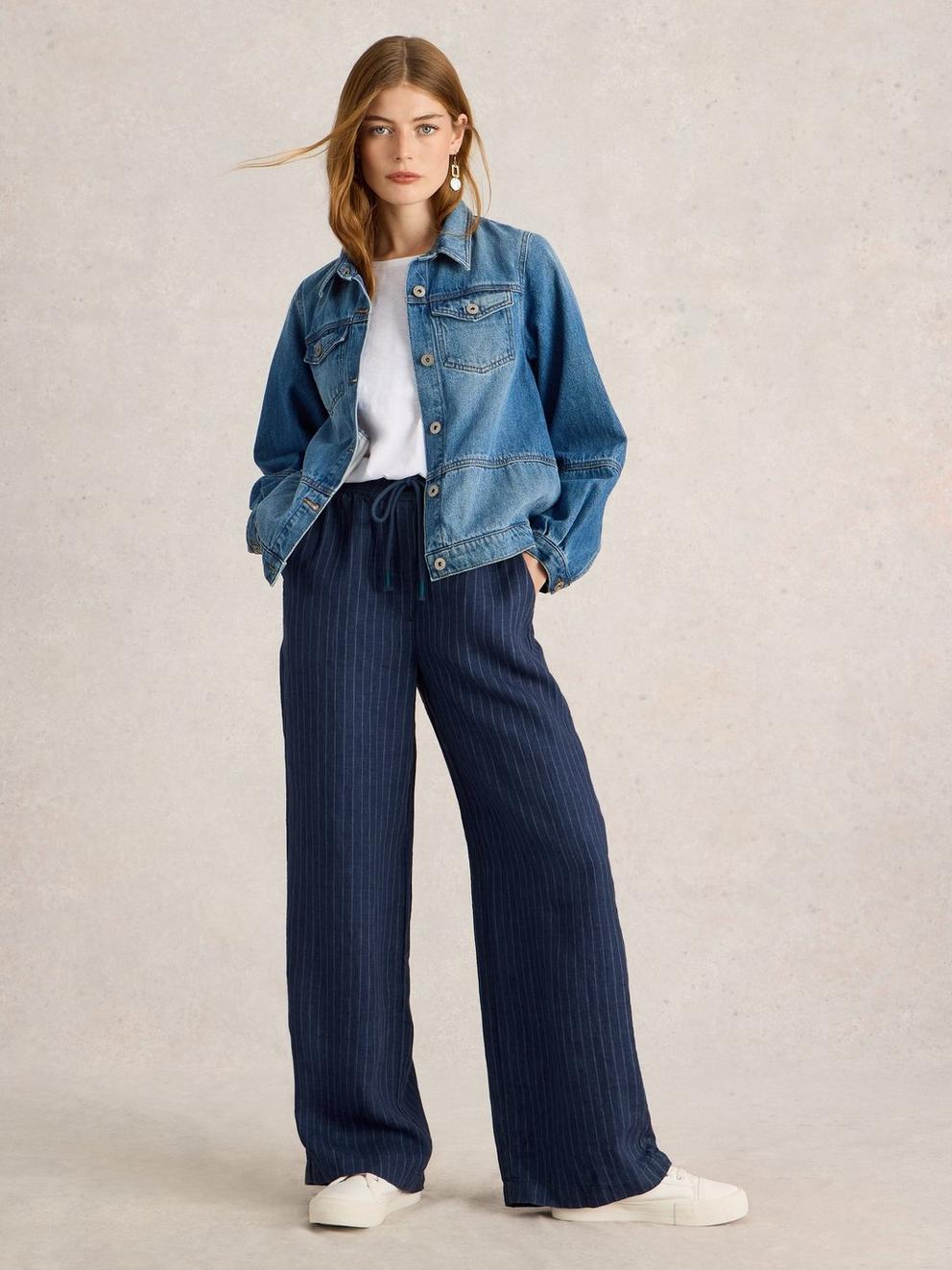 White Stuff Belle Linen Wide Leg Trouser-White finn