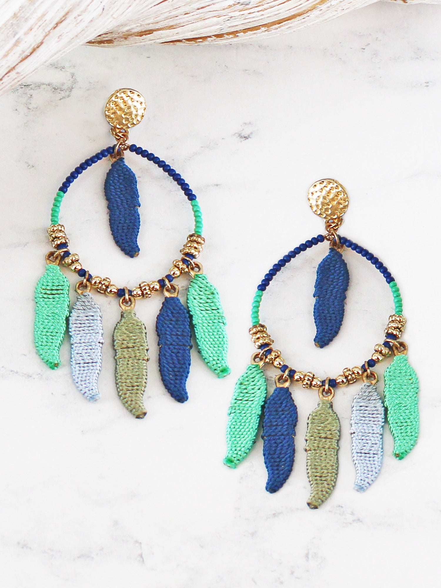 Suzie Blue Beaded Hoop Earring Ay1514