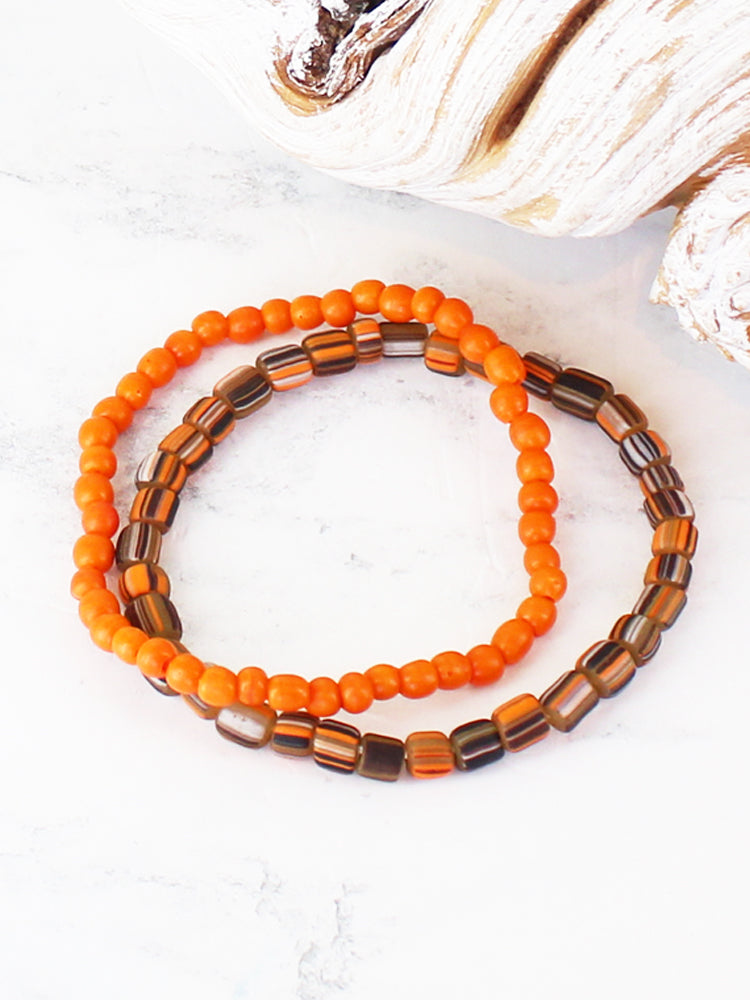 SET OF 2 ELASTICATED GLASS BRACELETS BB63020