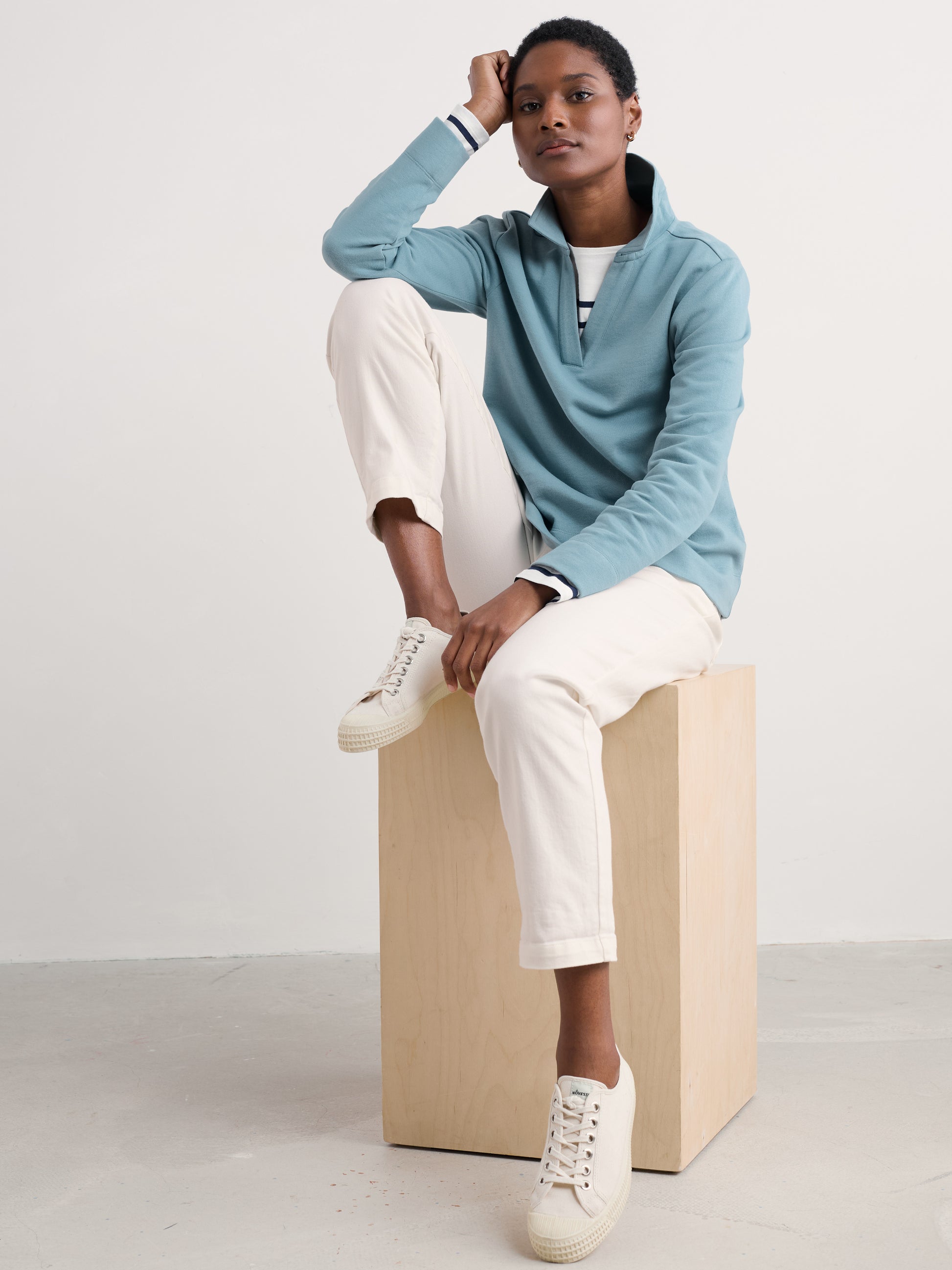 Seasalt Clear Wing V-Neck Collared Jumper