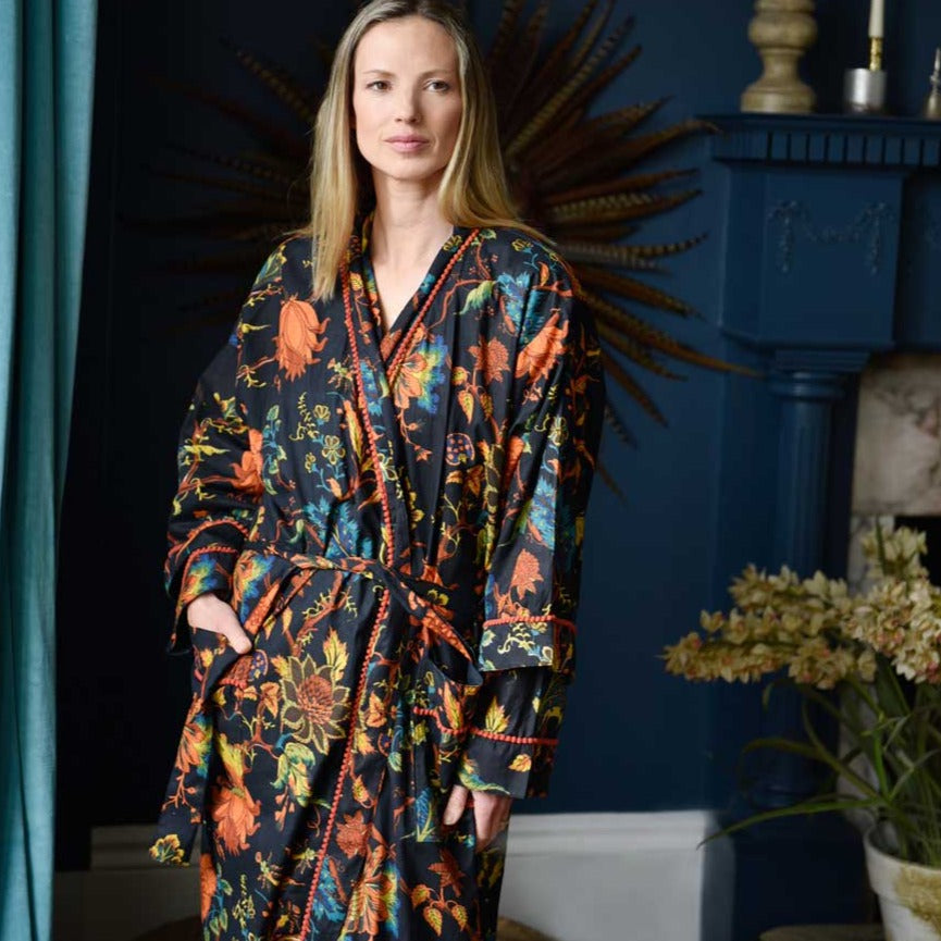 Burnt Orange Dressing Gown-White finn
