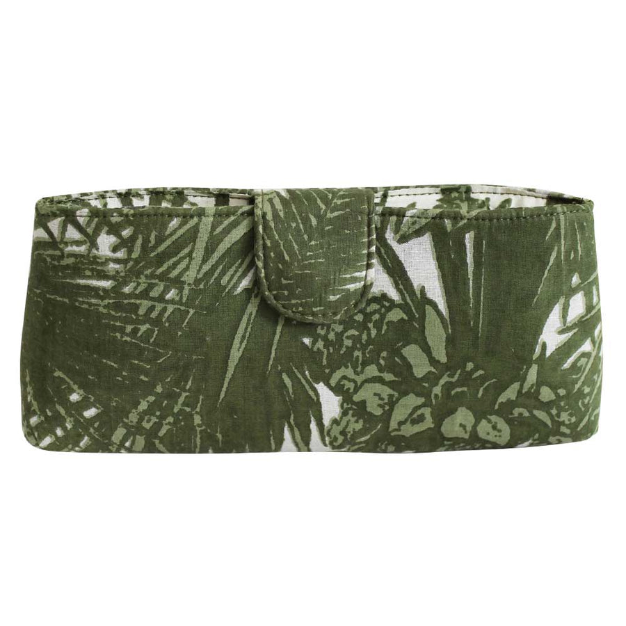 Powell Craft Tropical Green Fern Print Padded Glasses Case-White finn