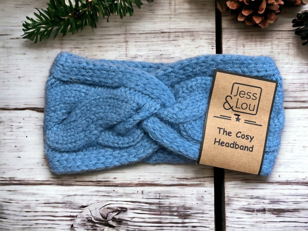 Jess & Lou Cosy Cable, Knot Front Headband-White finn