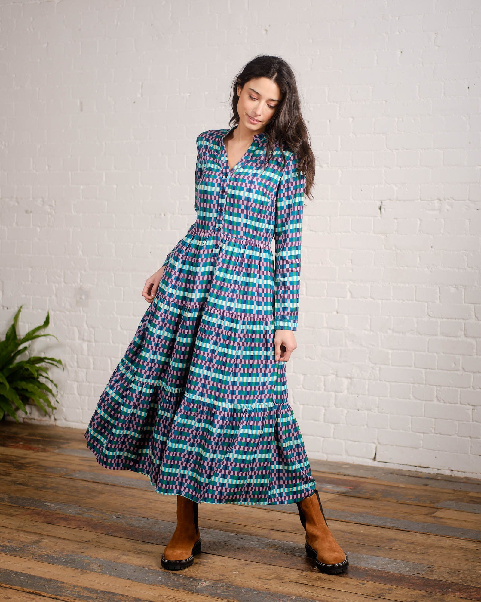 Pretty Vacant India Dress In Checks Print
