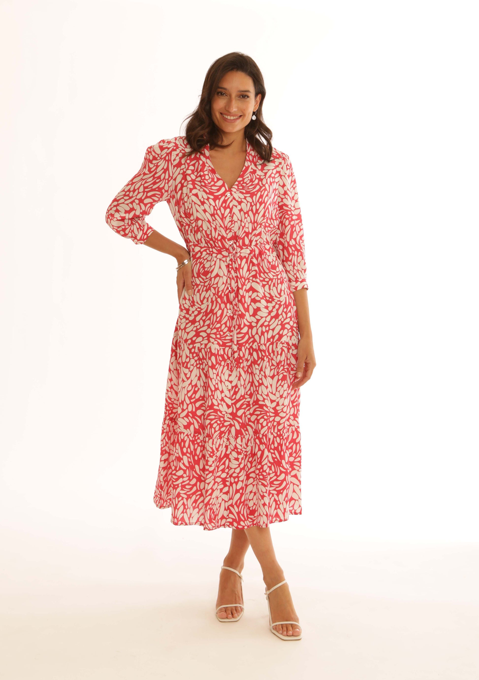 Pomodoro Petal Tiered Midi Dress