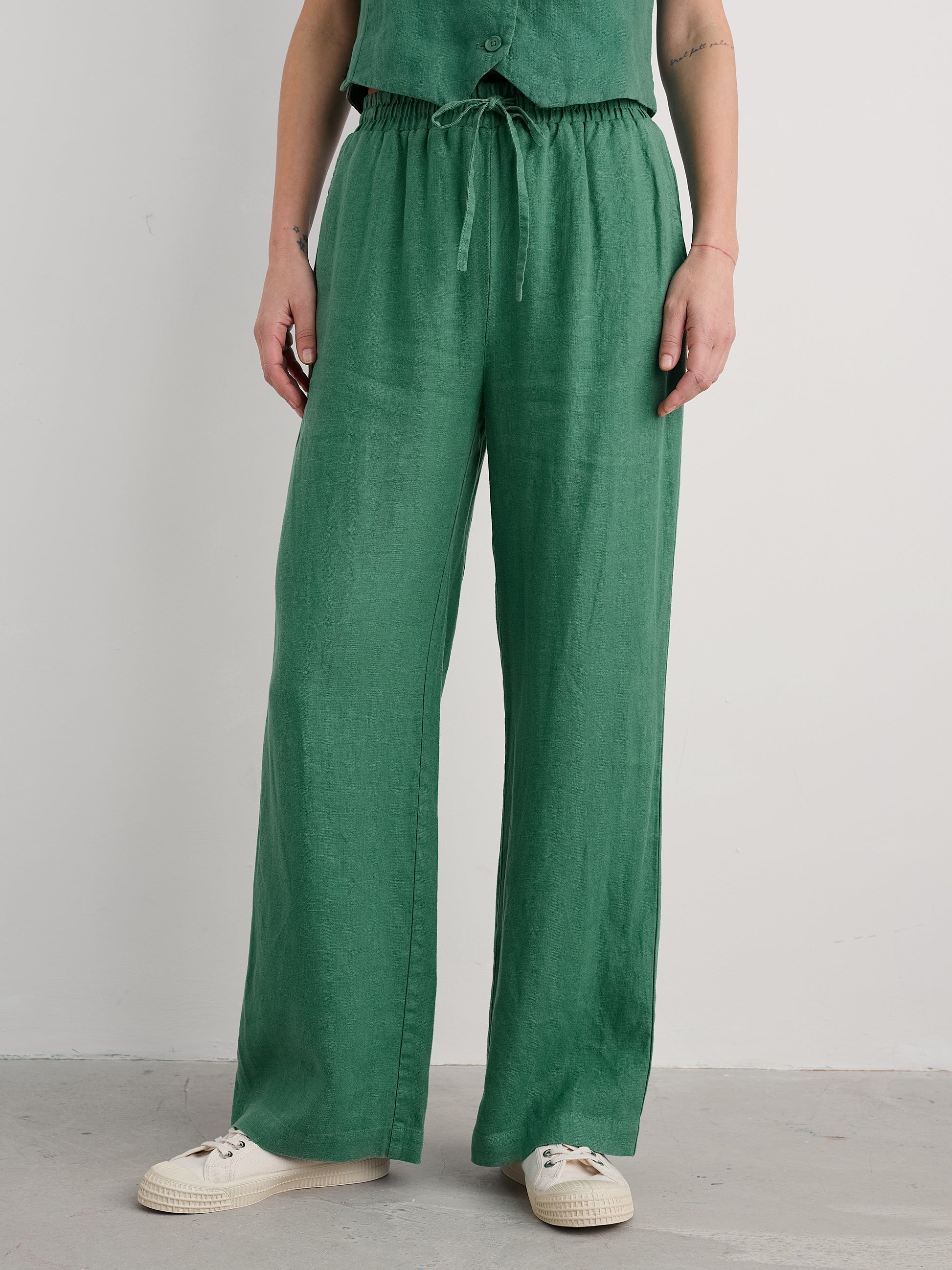 Seasalt Tide Flow Wide Leg Linen Trouser Pine