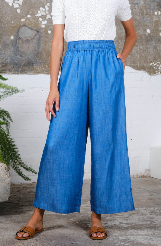 Tracy Trousers in Chambray Print