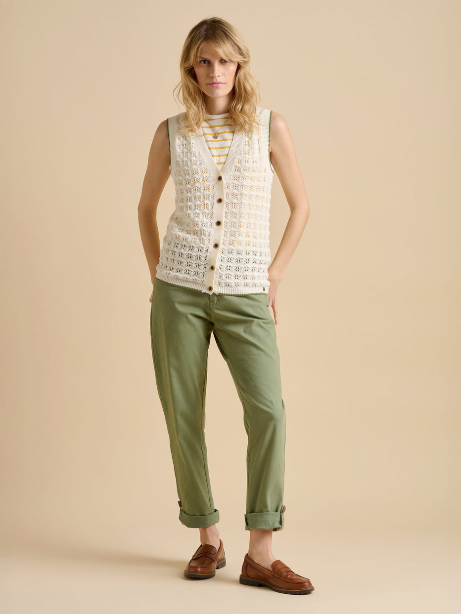 Brakeburn Pointelle Knitted Button Tank