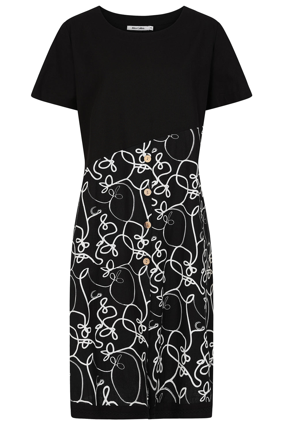 Alice Collins Swirl Print Dress-White finn