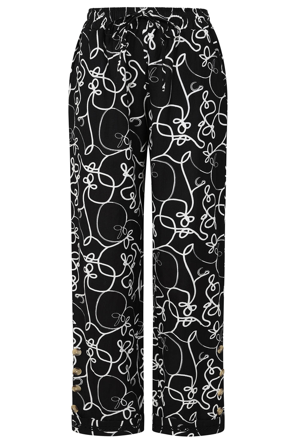 Alice Collins Swirl Print Pant-White finn