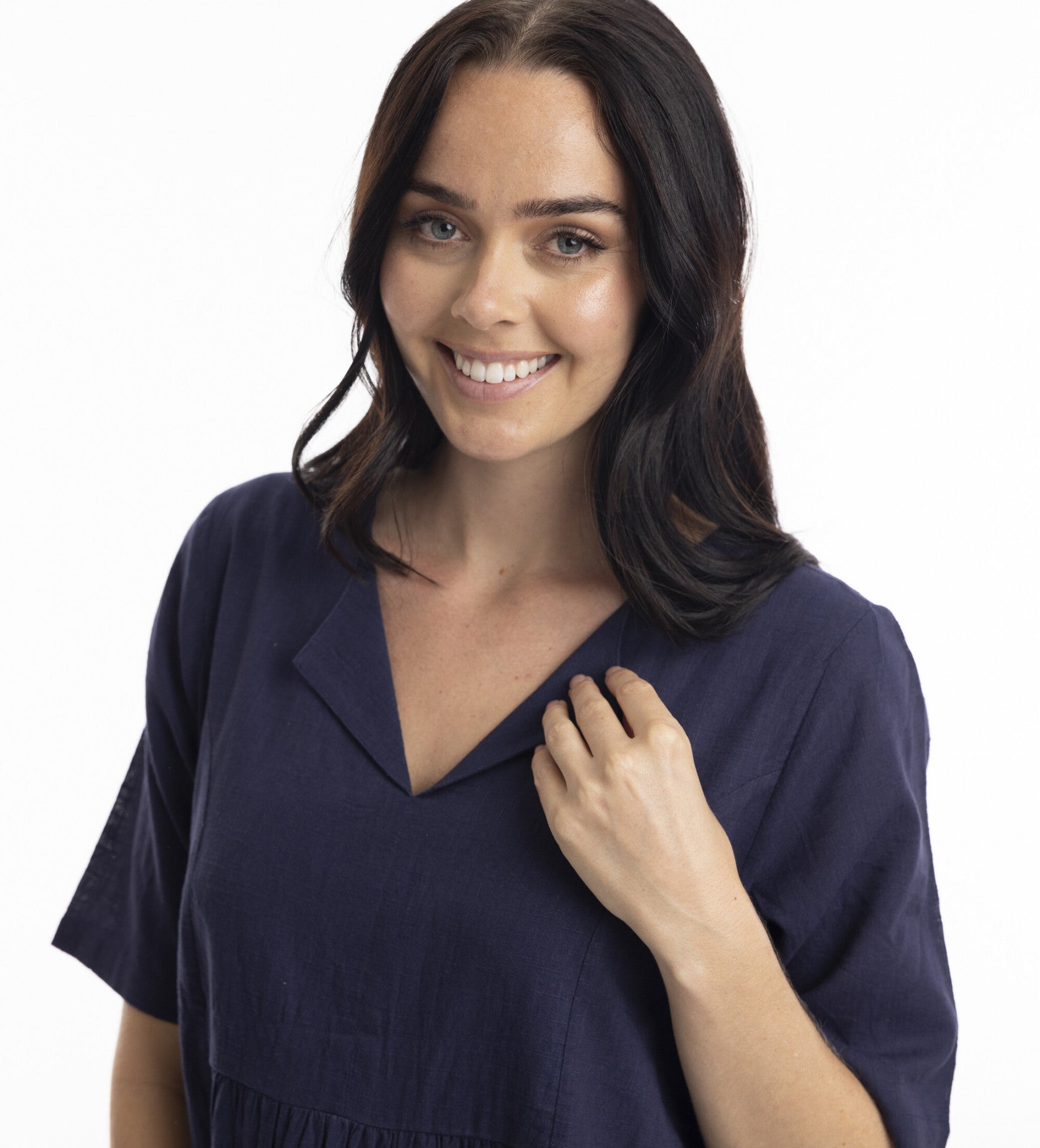 Orientique Essentials Cotton Slub Layered Midi Dress