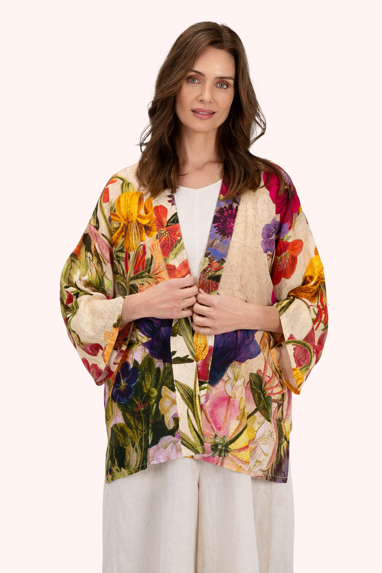 Powder Mid-Length Kimono - Cream Posy