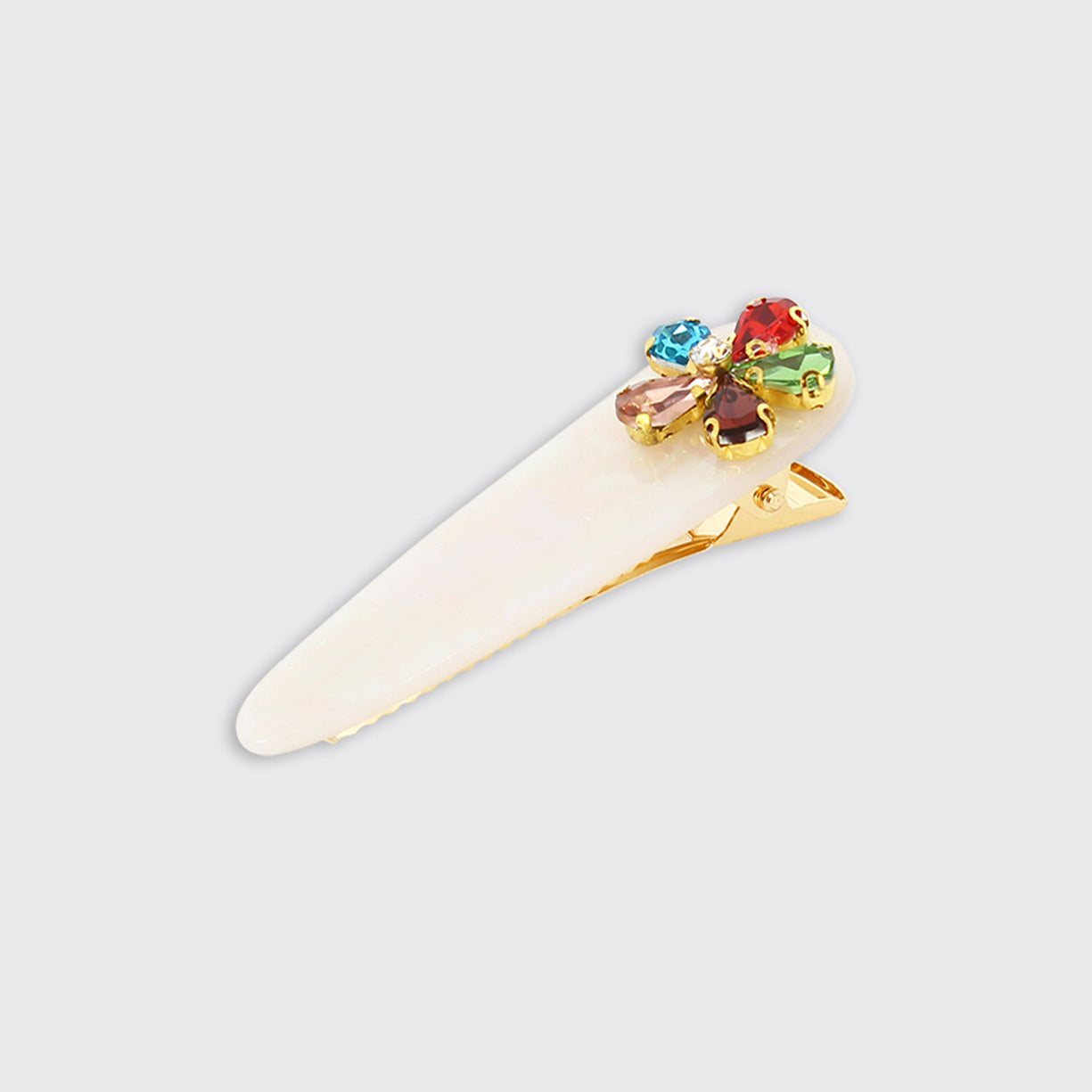 Lustre Jewelled Hair Clip-Hairclip-White finn