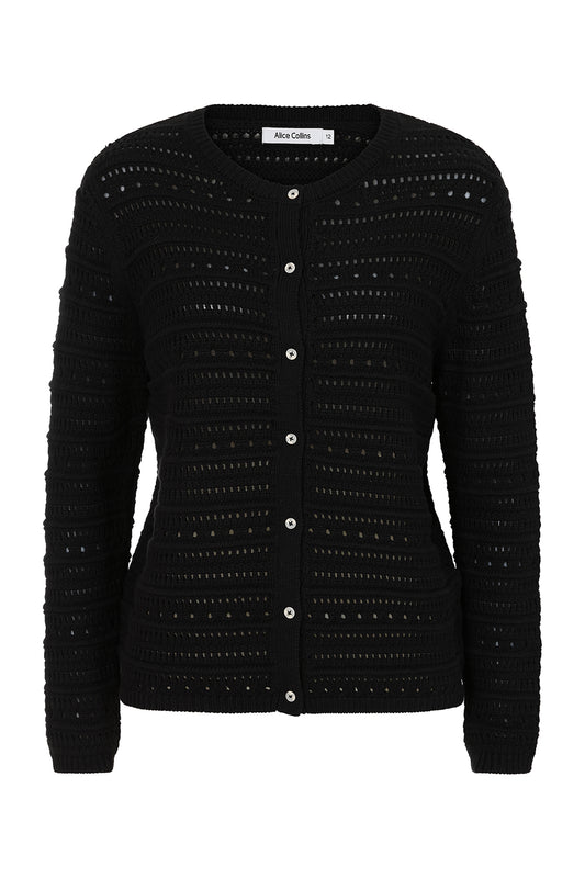 Alice Collins Alma Cardigan-Knitwear-White finn
