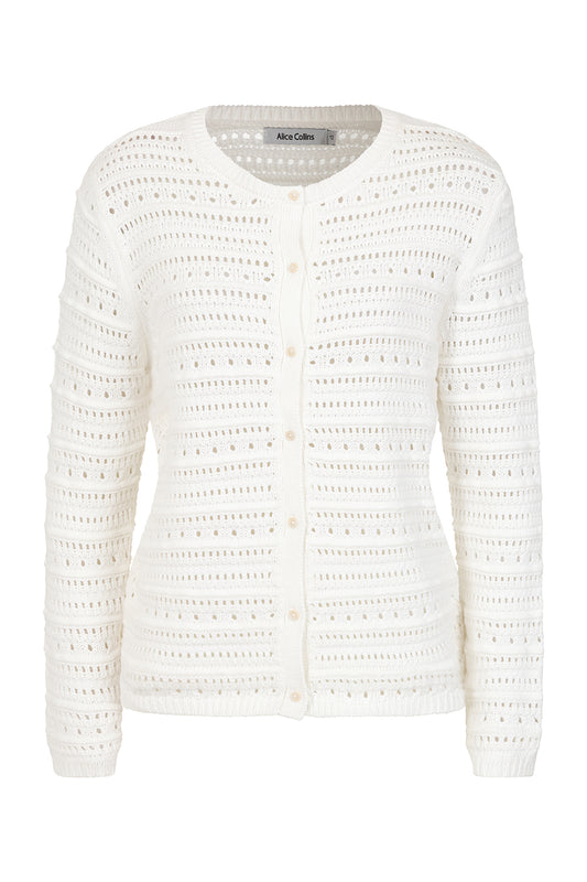 Alice Collins Alma Cardigan-Knitwear-White finn