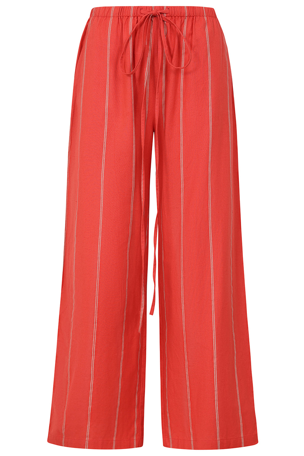 Alice Collins Rose Striped Wide Leg Trouser-Trouser-White finn