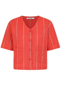 Alice Collins Rose Striped Button Top-Waistcoat-White finn