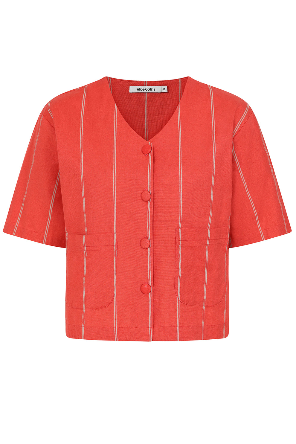 Alice Collins Rose Striped Button Top-Waistcoat-White finn