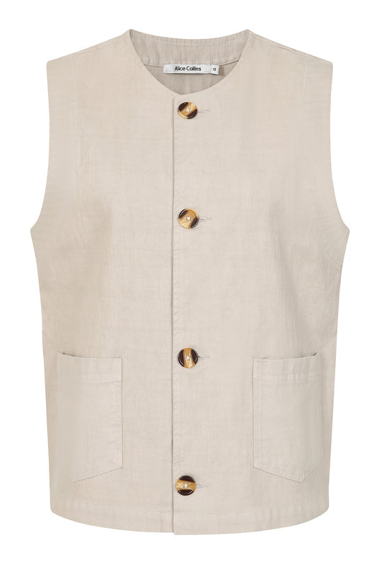 Alice Collins Millie Gilet-Coats & Jackets-White finn