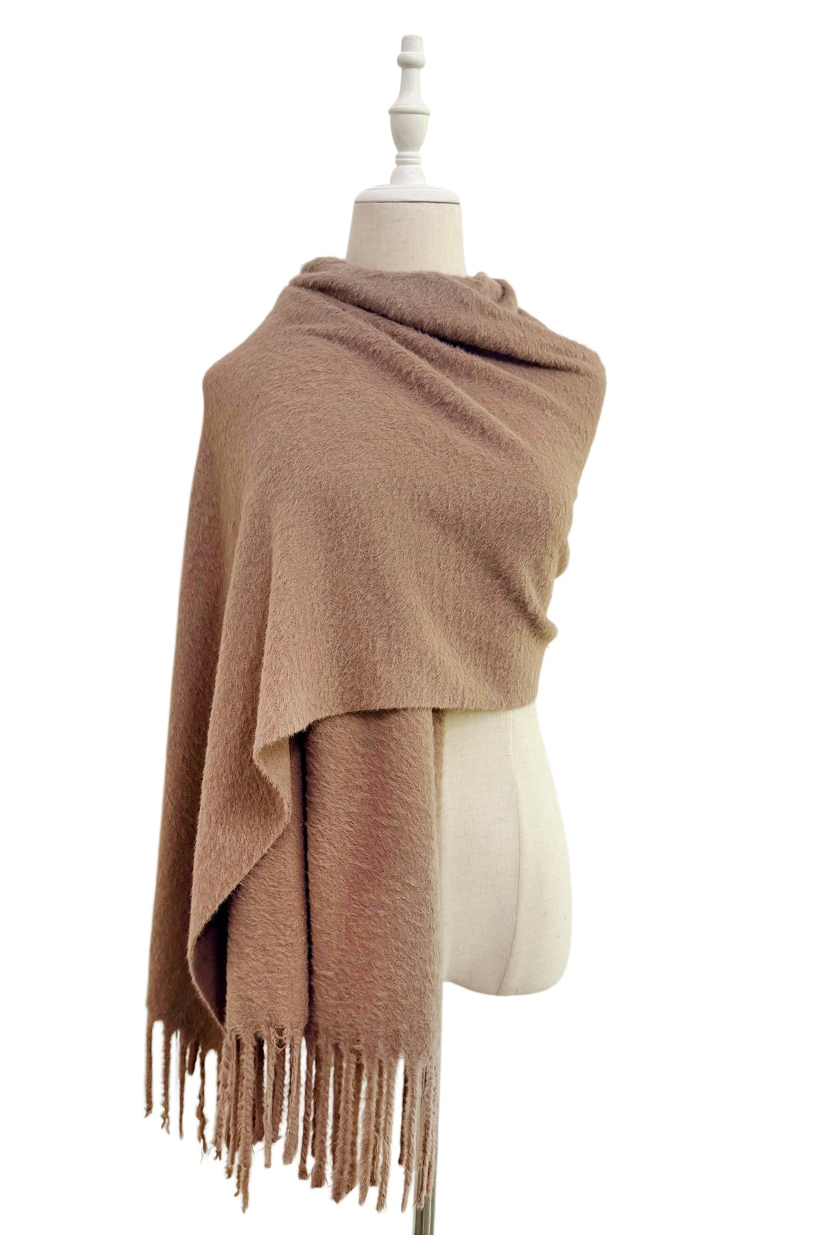 Super Soft Brushed Faux Mink Tassel Scarf Shawl 8787