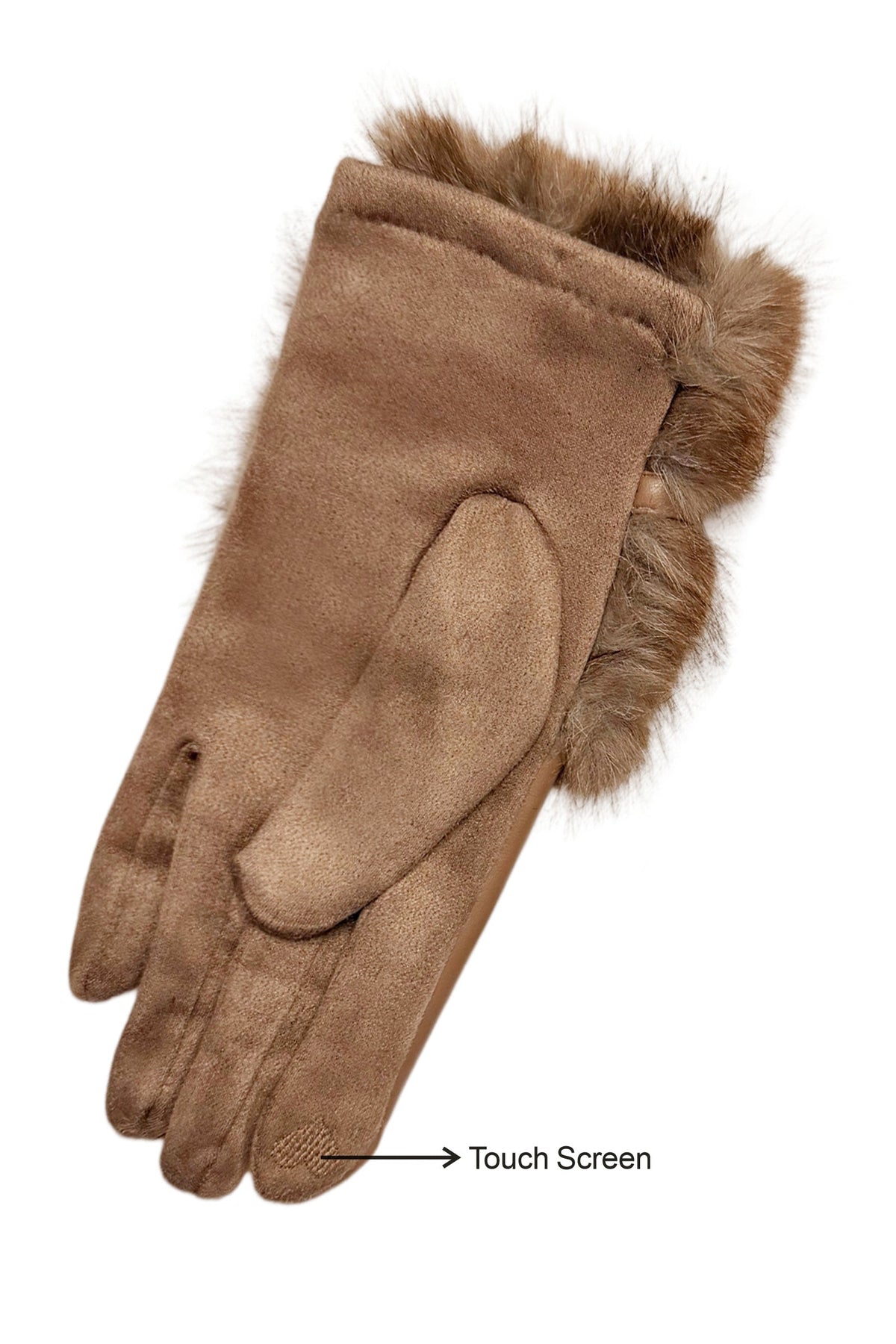 Faux Fur Cuff Faux Fur Leather Gloves with Buckle Detail 8758