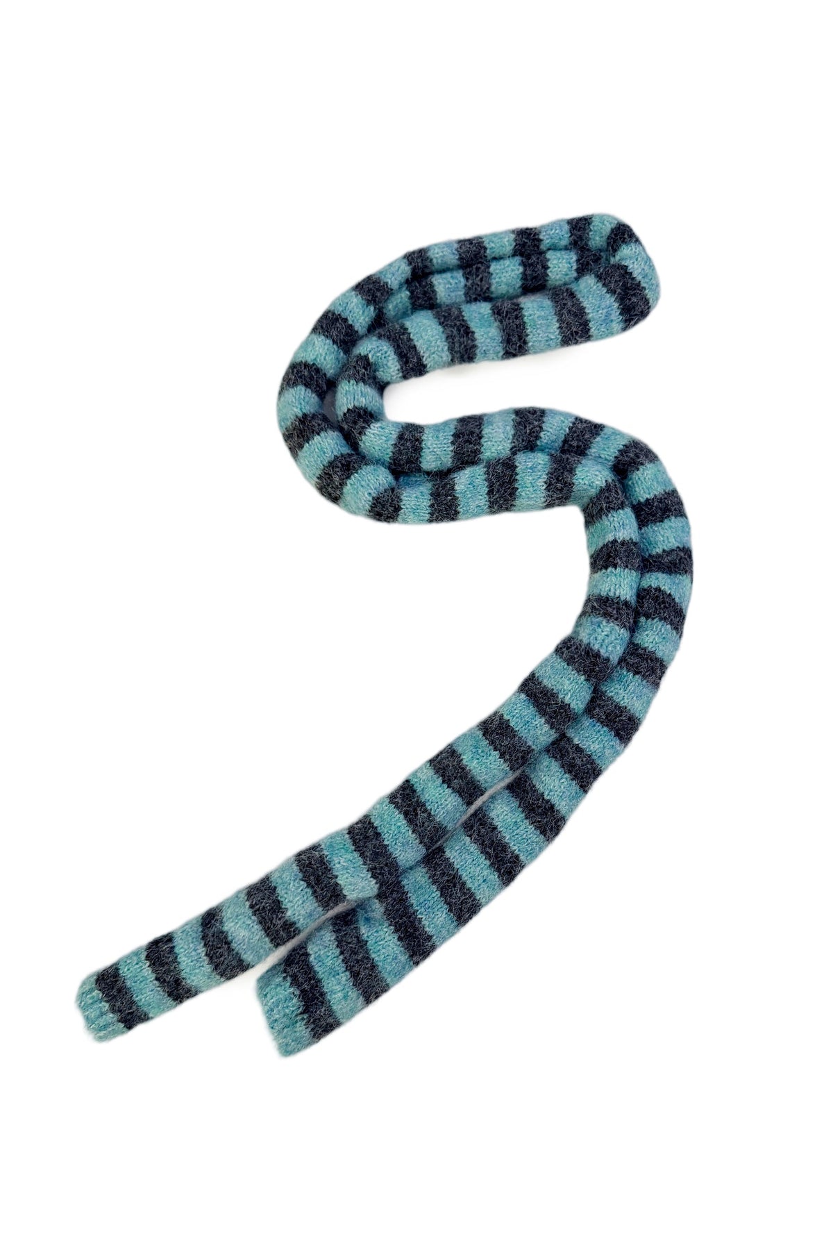 Striped Wool Blend Knit Skinny Scarf 8722