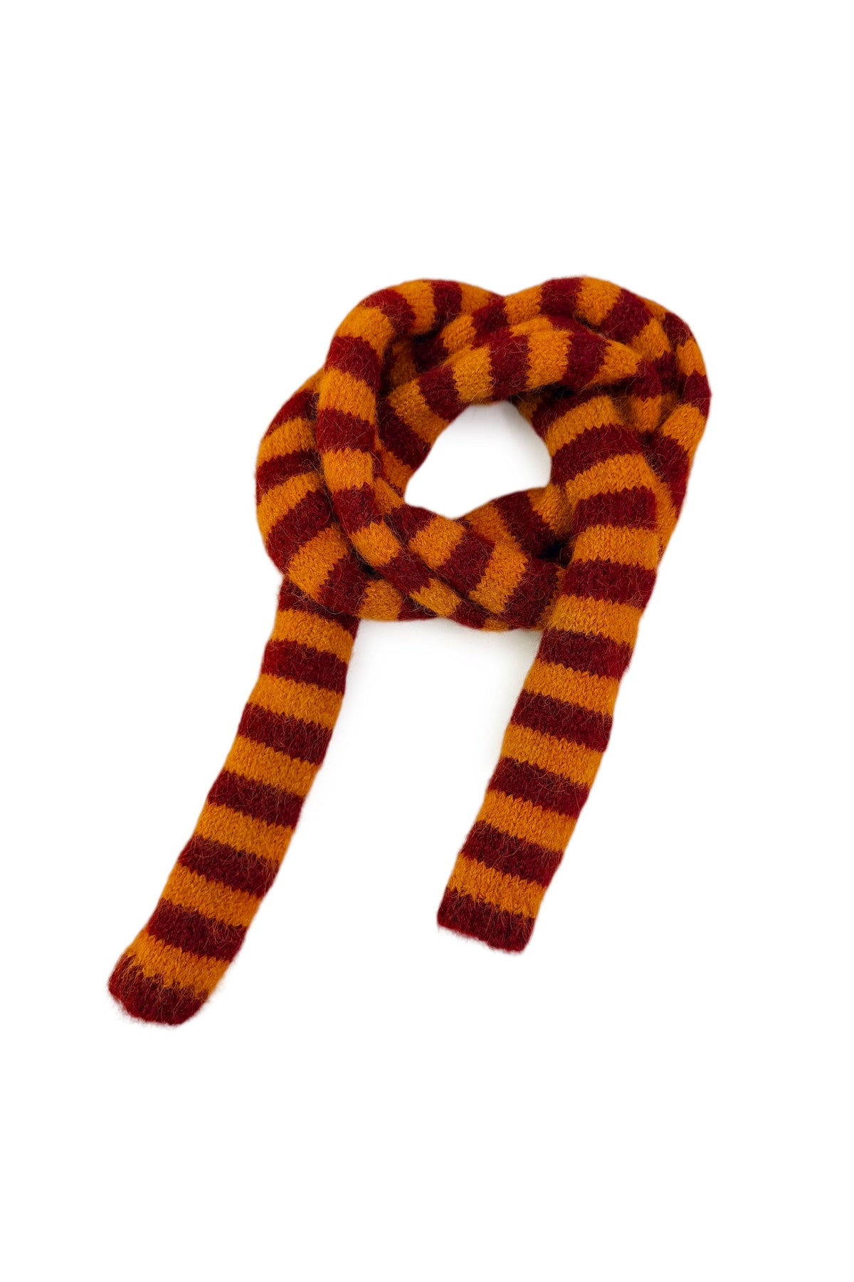 Striped Wool Blend Knit Skinny Scarf 8722