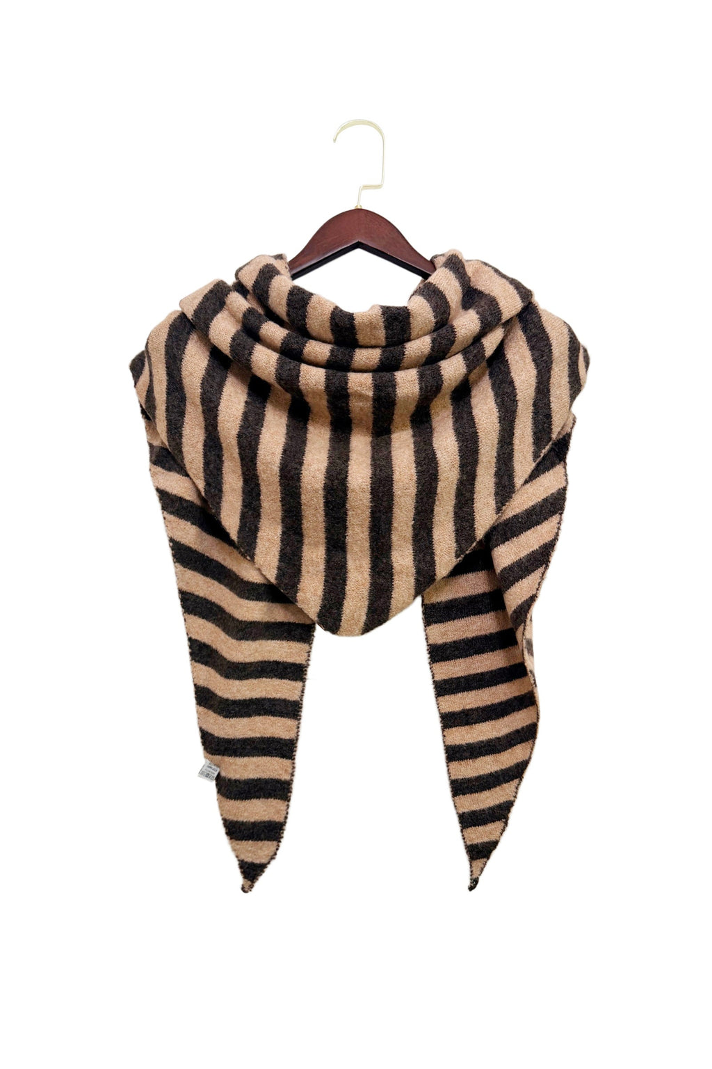 Classic Two-Tone Stripe Wool Blend Knit Triangle Scarf Wrap 8624