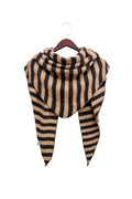 Classic Two-Tone Stripe Wool Blend Knit Triangle Scarf Wrap 8624
