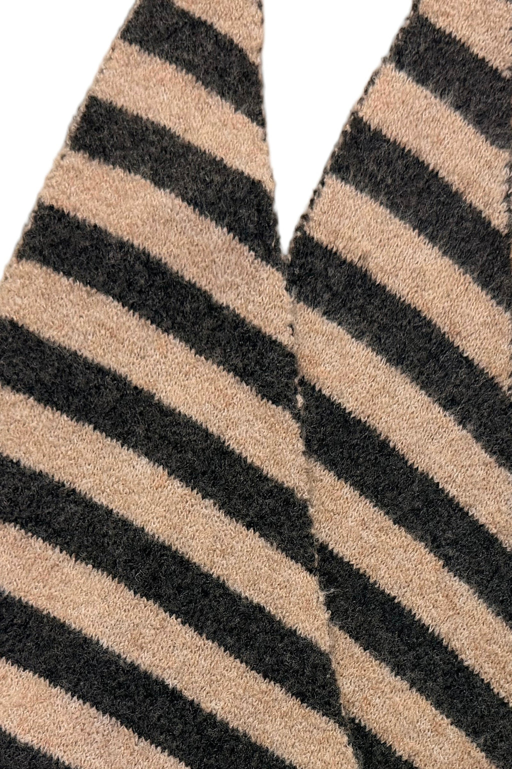 Classic Two-Tone Stripe Wool Blend Knit Triangle Scarf Wrap 8624