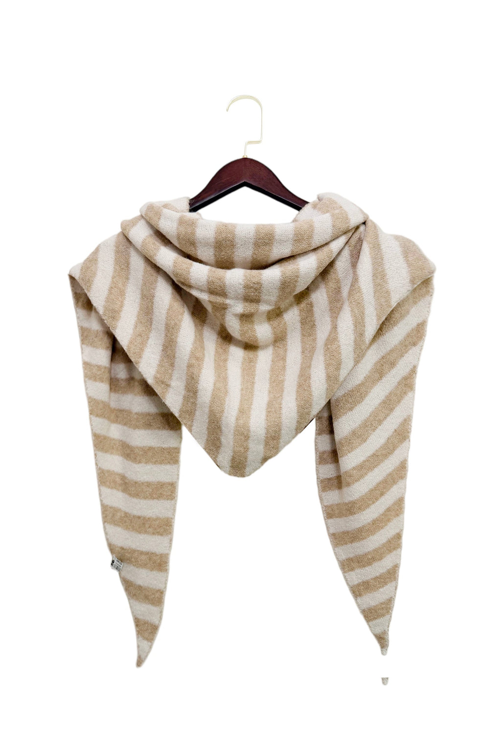 Classic Two-Tone Stripe Wool Blend Knit Triangle Scarf Wrap 8624