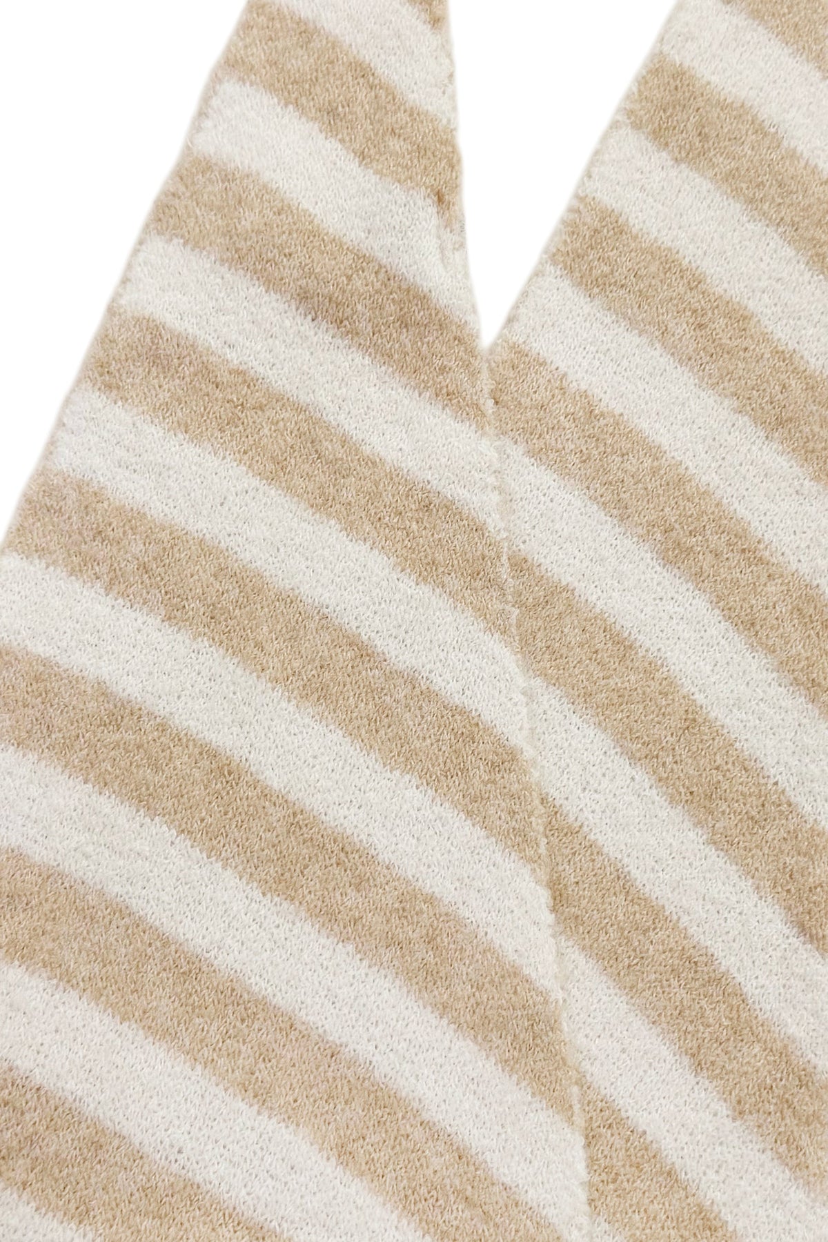 Classic Two-Tone Stripe Wool Blend Knit Triangle Scarf Wrap 8624