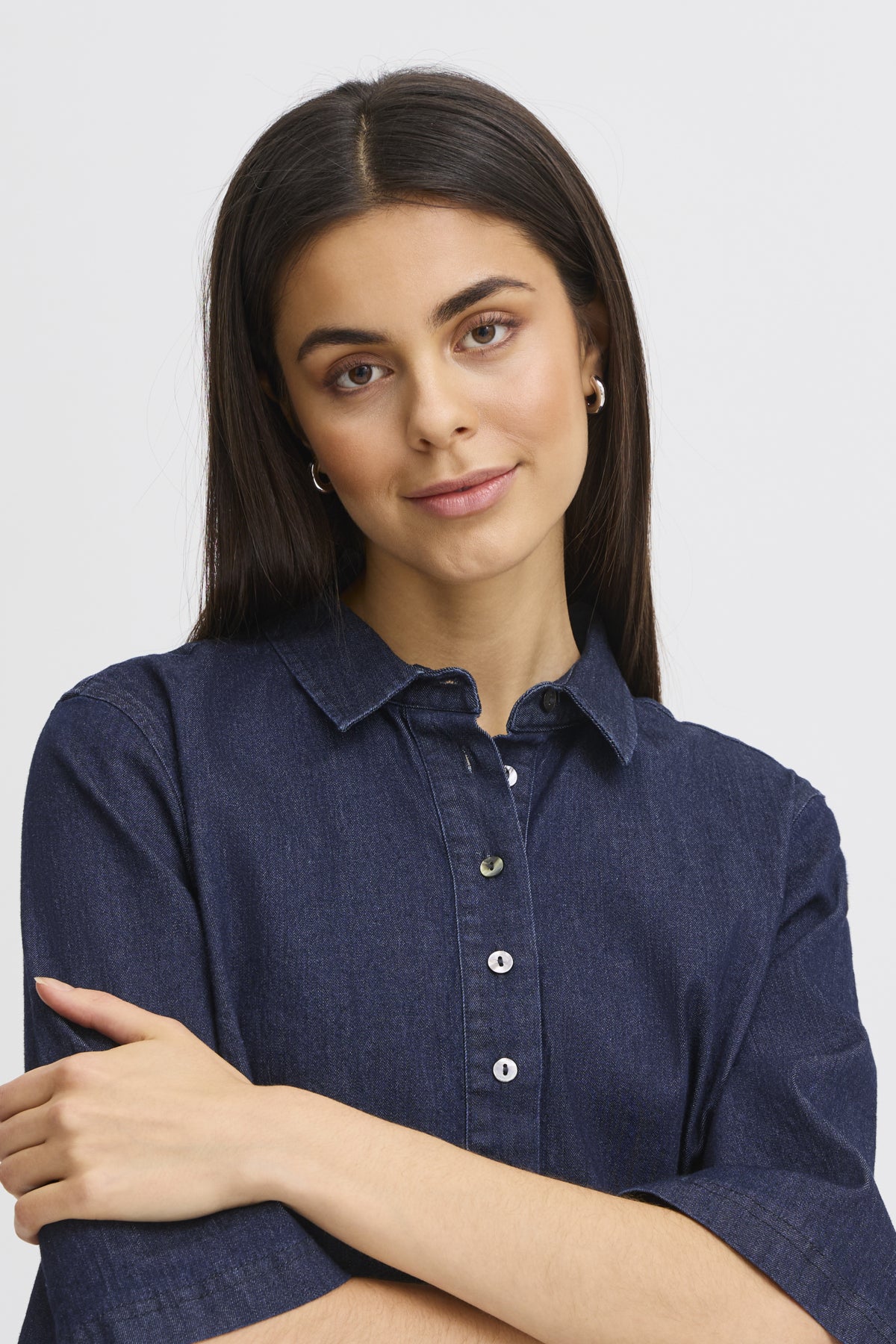 Fransa FRCHICAGO Denim Dress-Dress-White finn