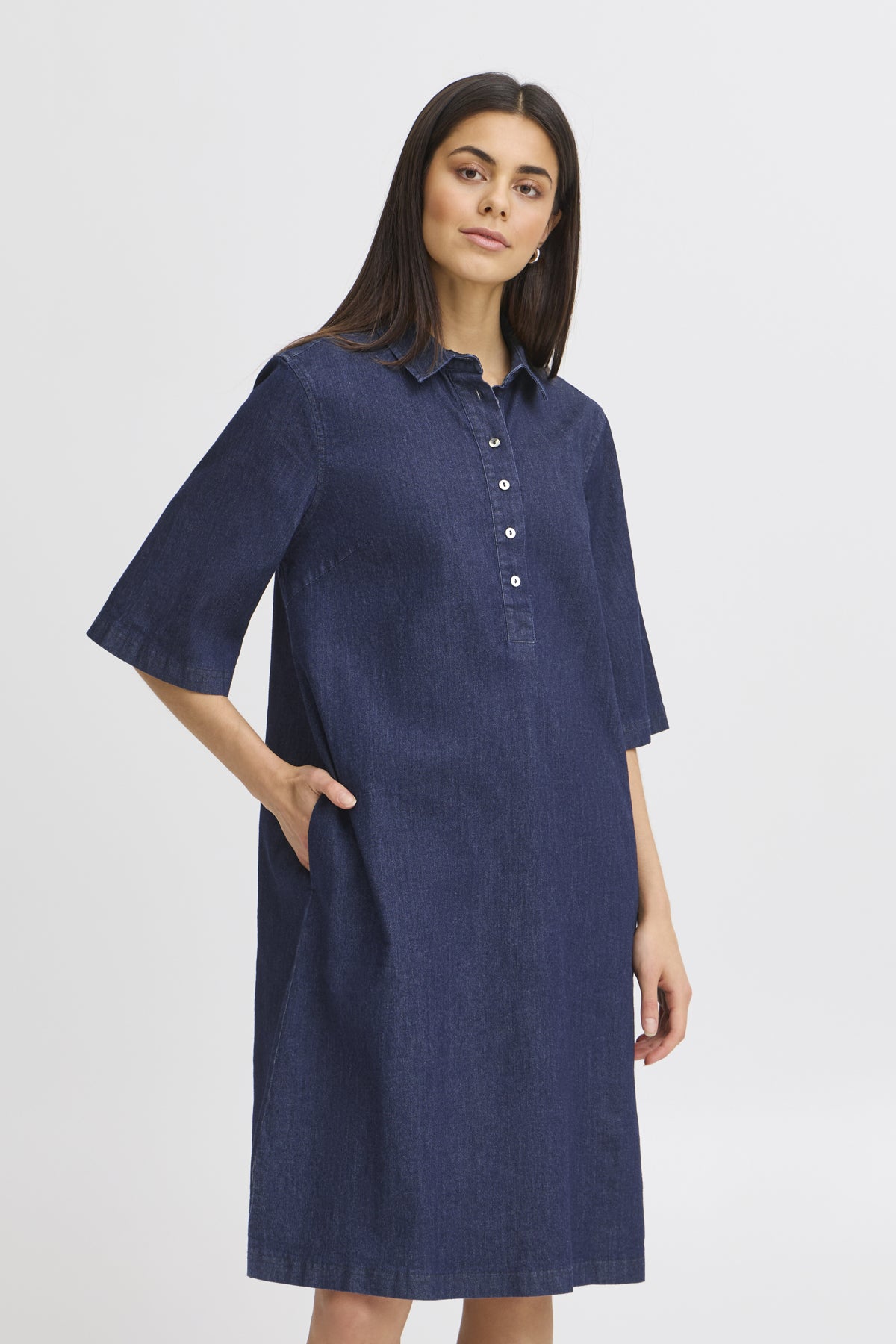 Fransa FRCHICAGO Denim Dress-Dress-White finn