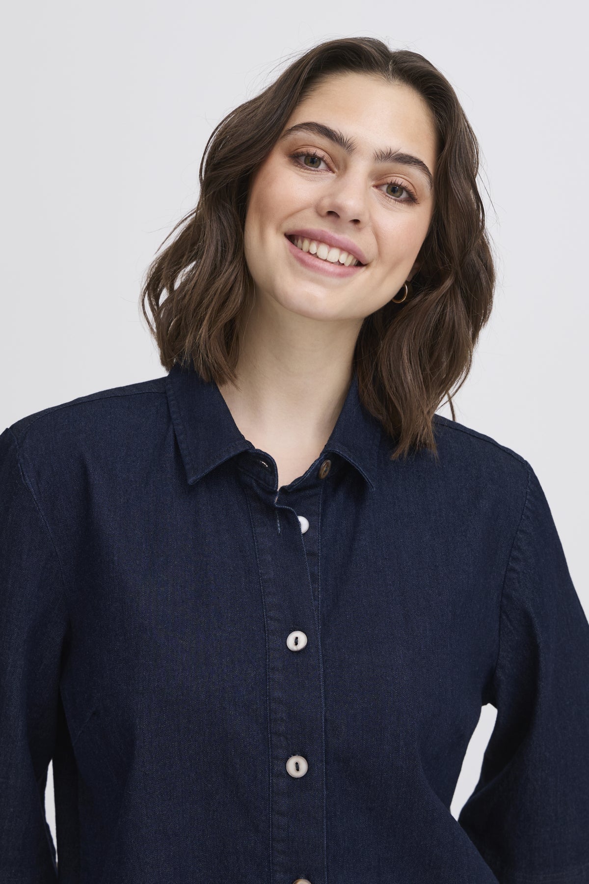 Fransa FRCHICAGO Denim Shirt-Tops-White finn