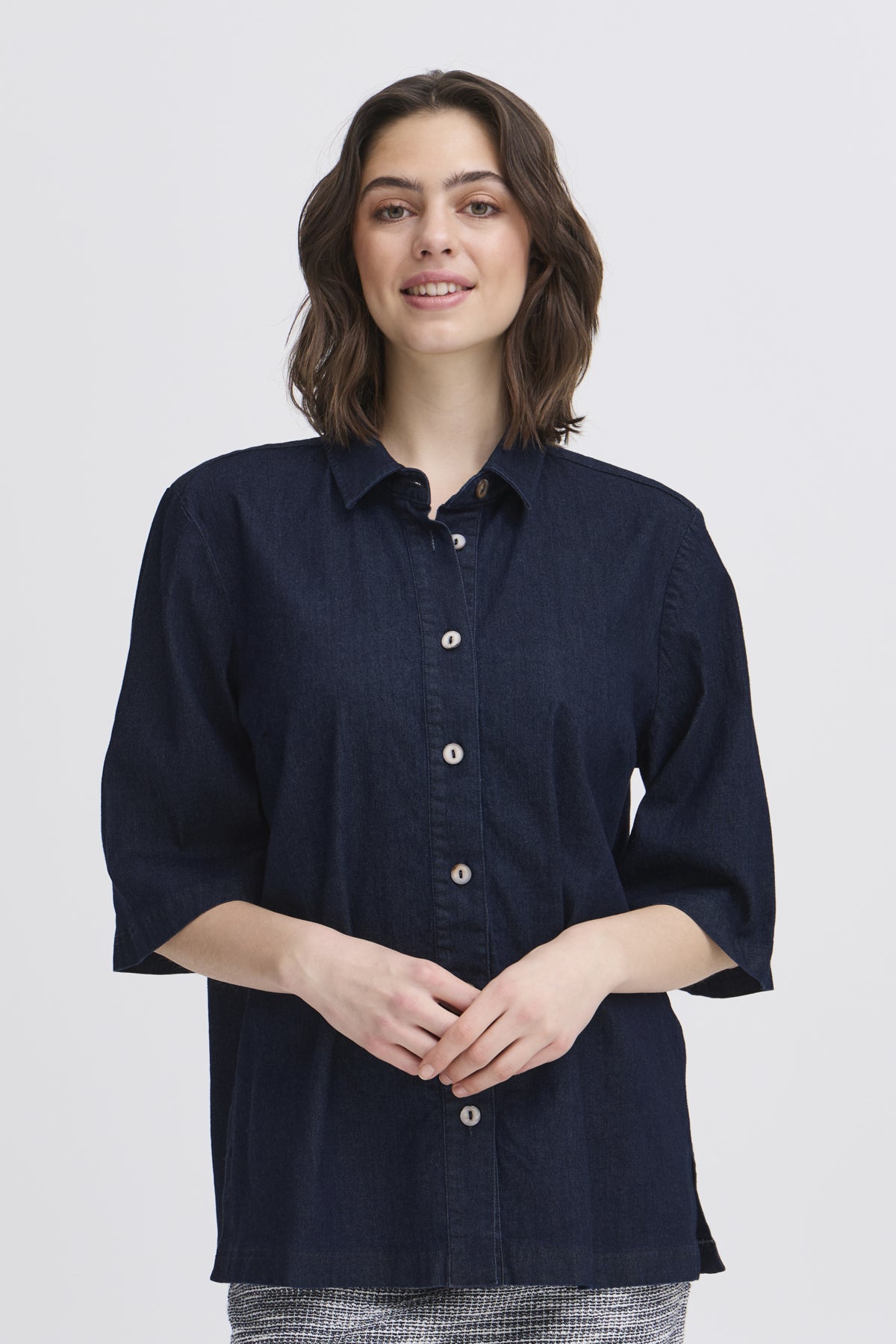Fransa FRCHICAGO Denim Shirt-Tops-White finn