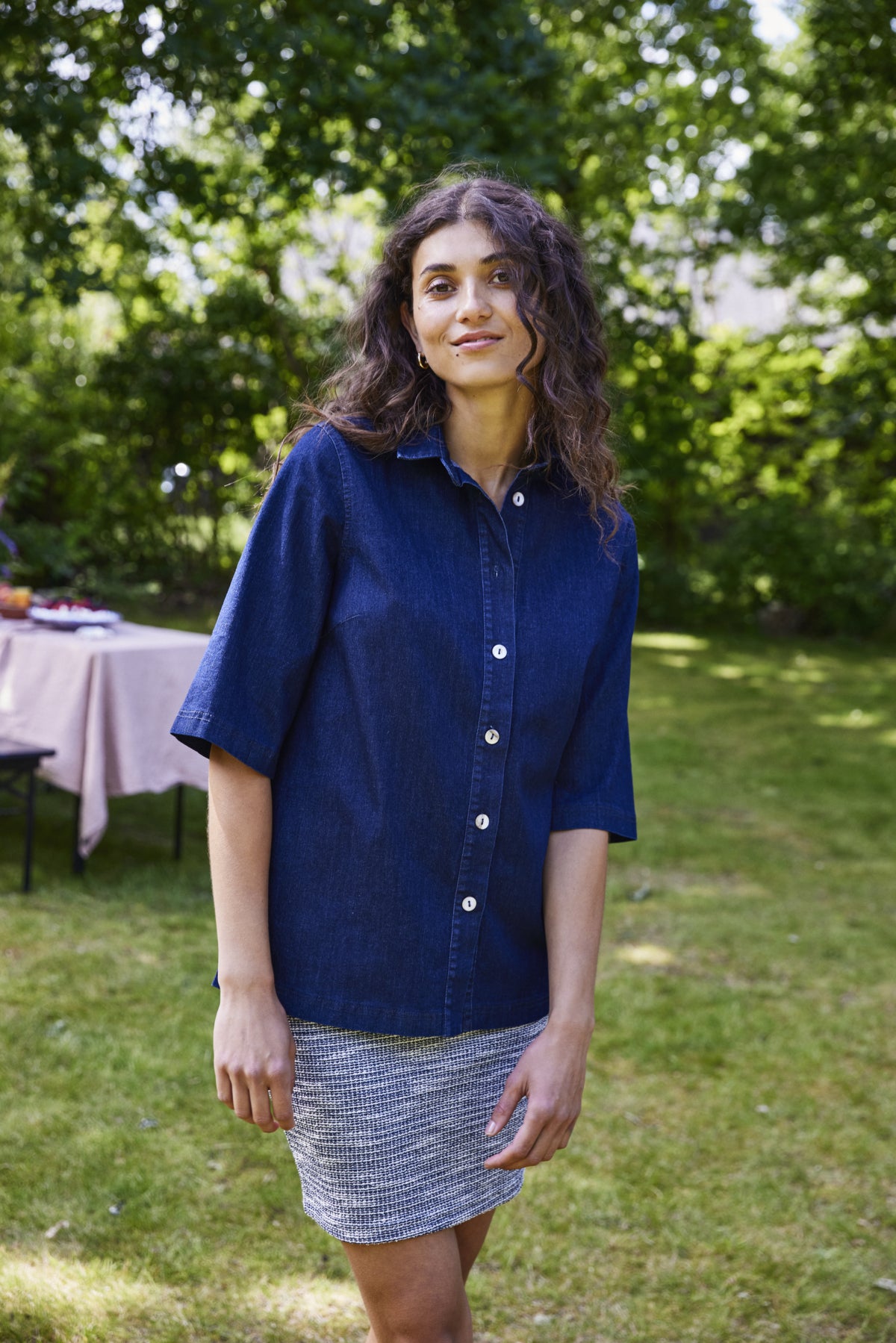 Fransa FRCHICAGO Denim Shirt-Tops-White finn