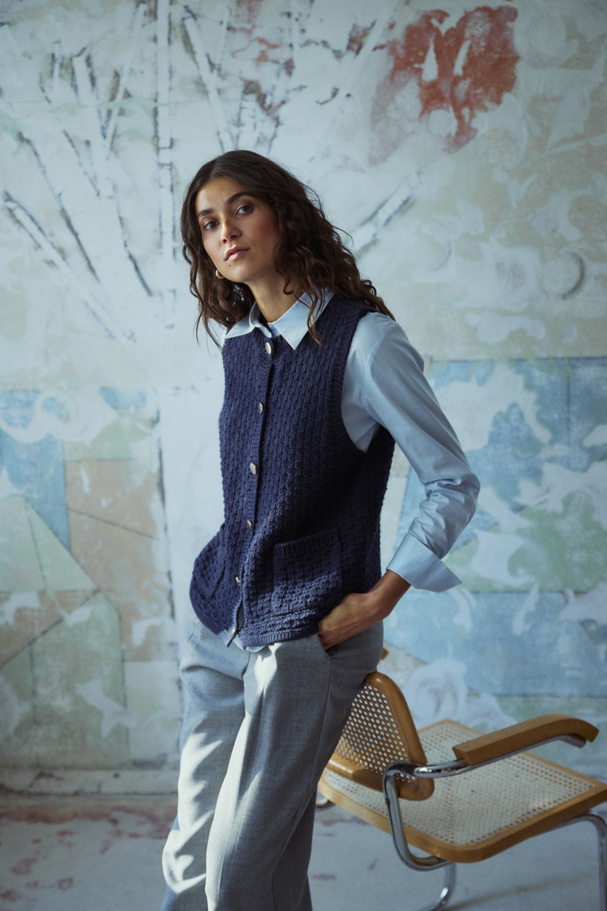 Fransa FRKENNA Waistcoat - Navy-Waistcoat-White finn