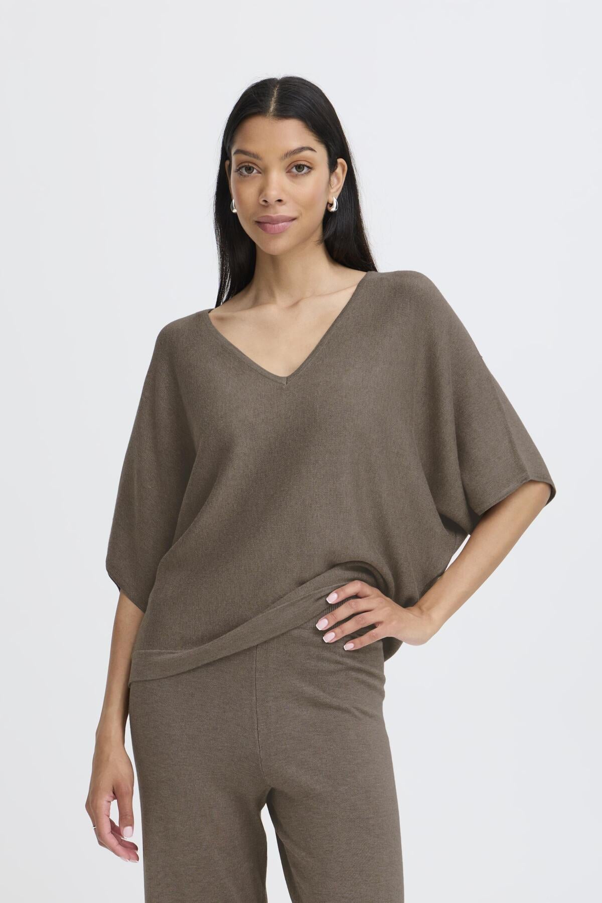 B.young Bymmorla v-neck short sleeve top-b.young-White finn