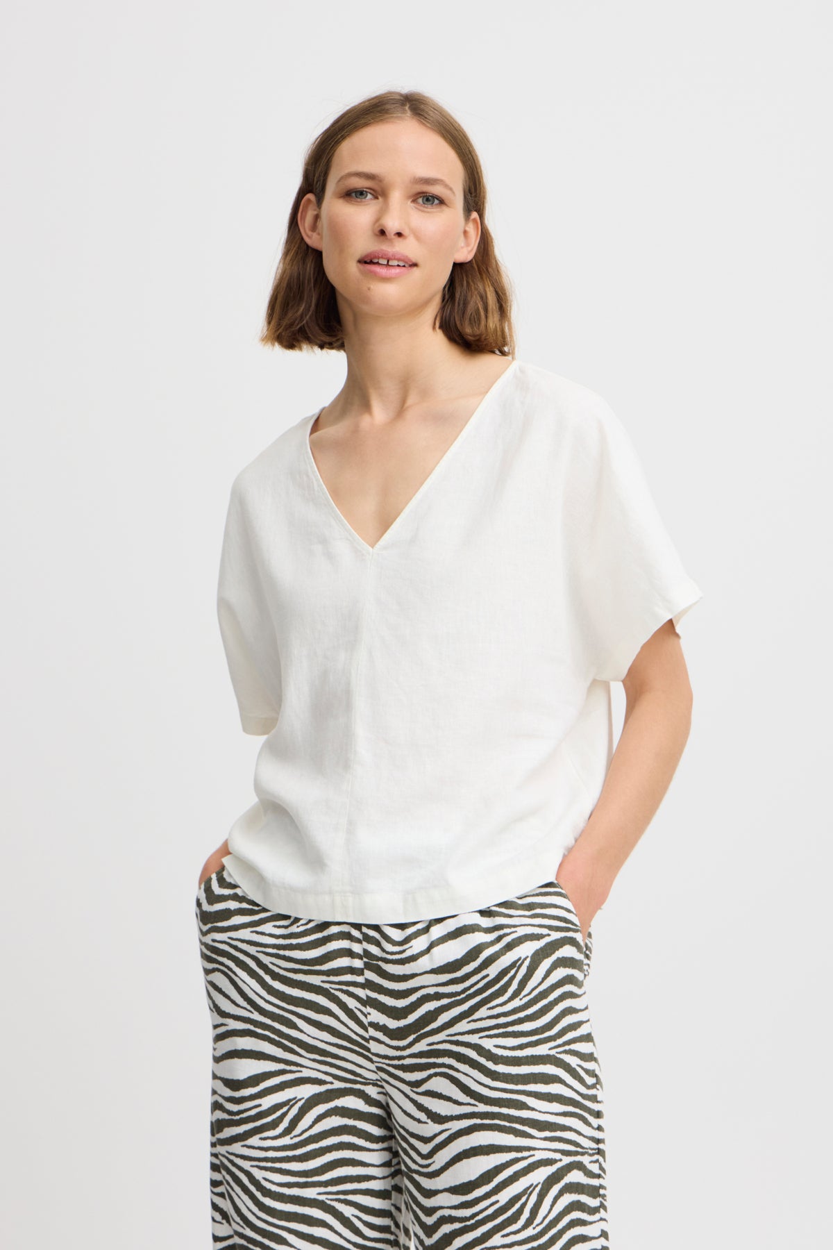 B.young BYFALAKKA V-neck Blouse-Tops-White finn