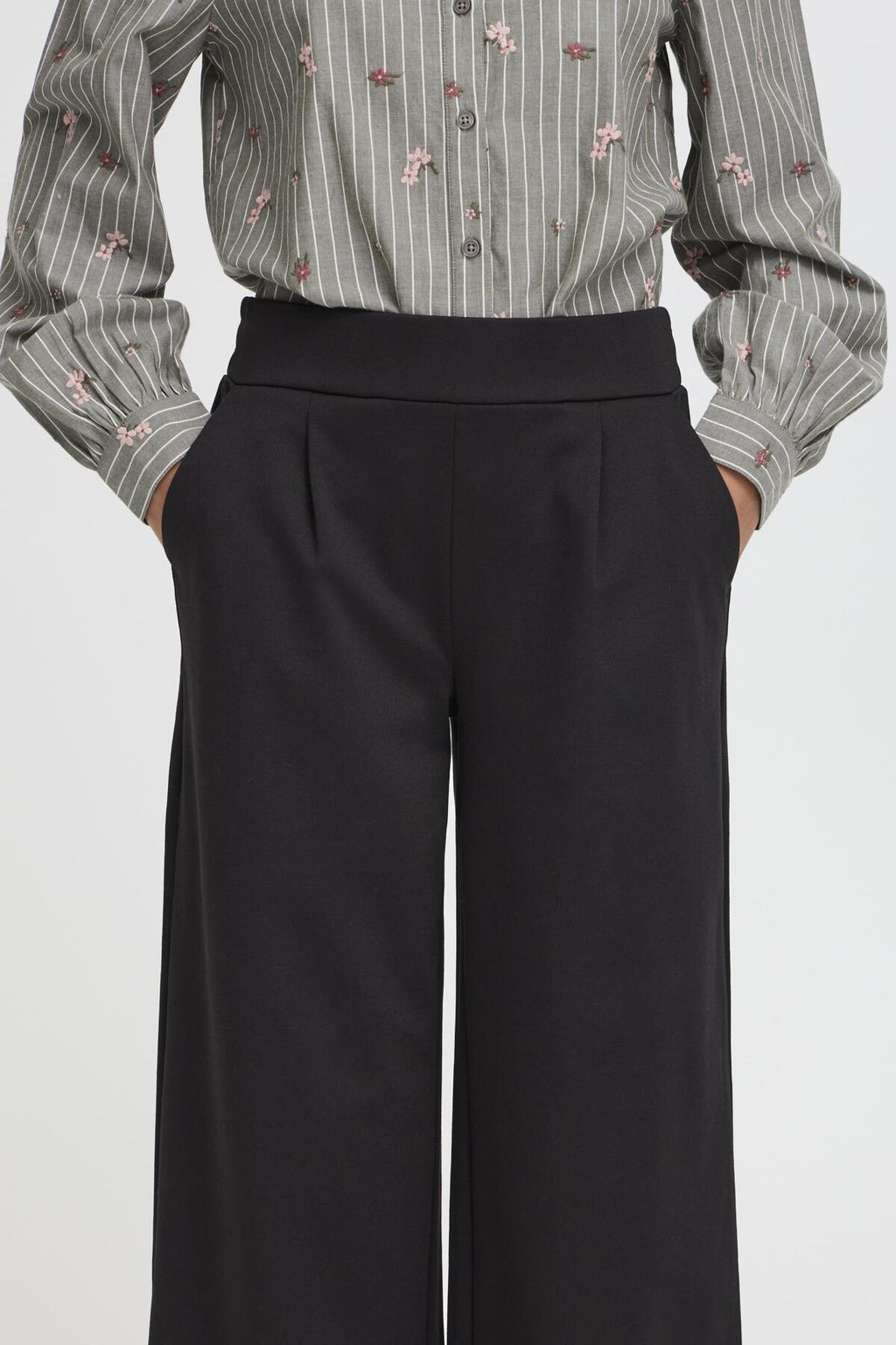 B.young BYRIZETTA Wide Trousers-Trouser-White finn