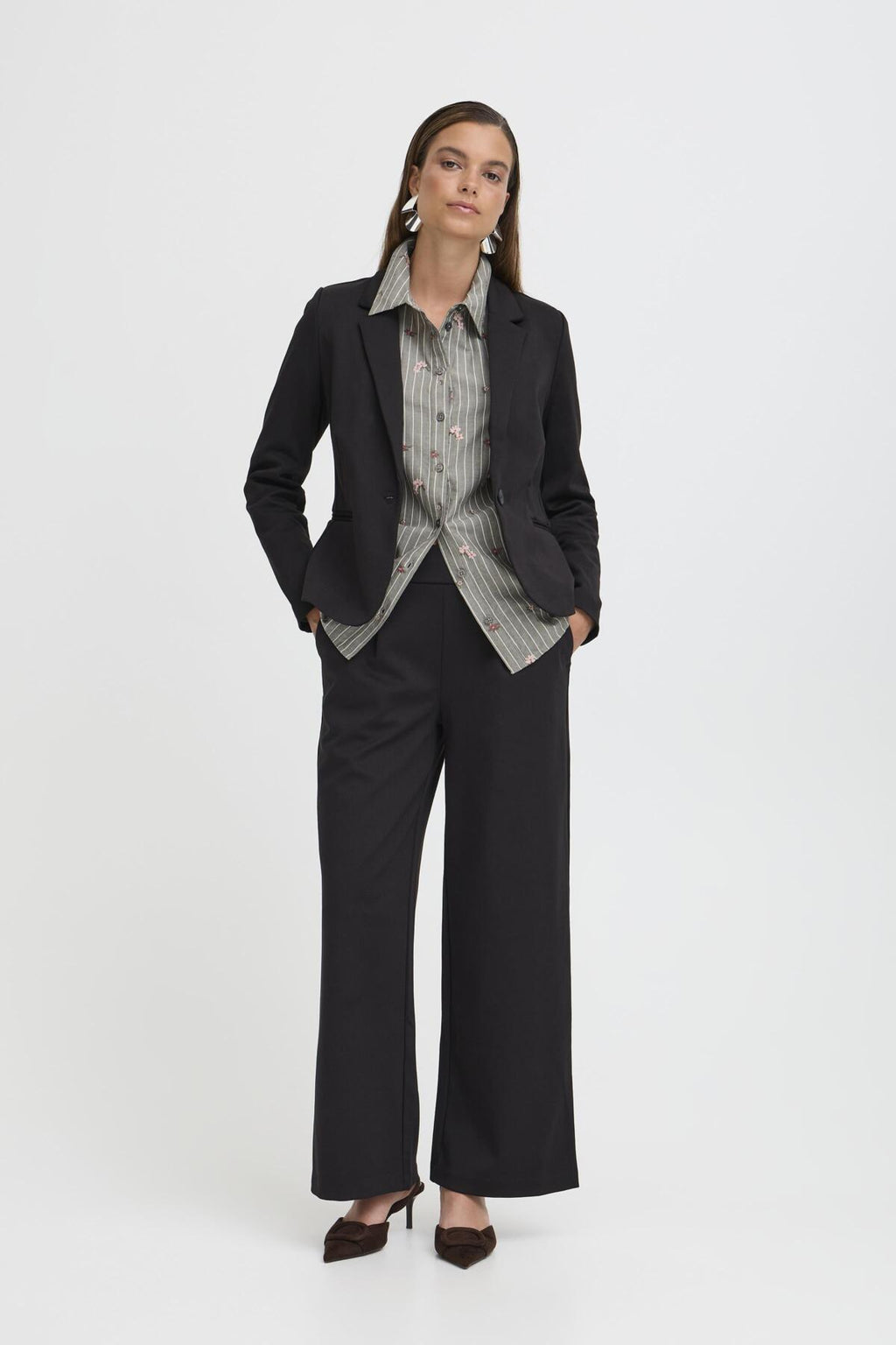 B.young BYRIZETTA Wide Trousers-Trouser-White finn