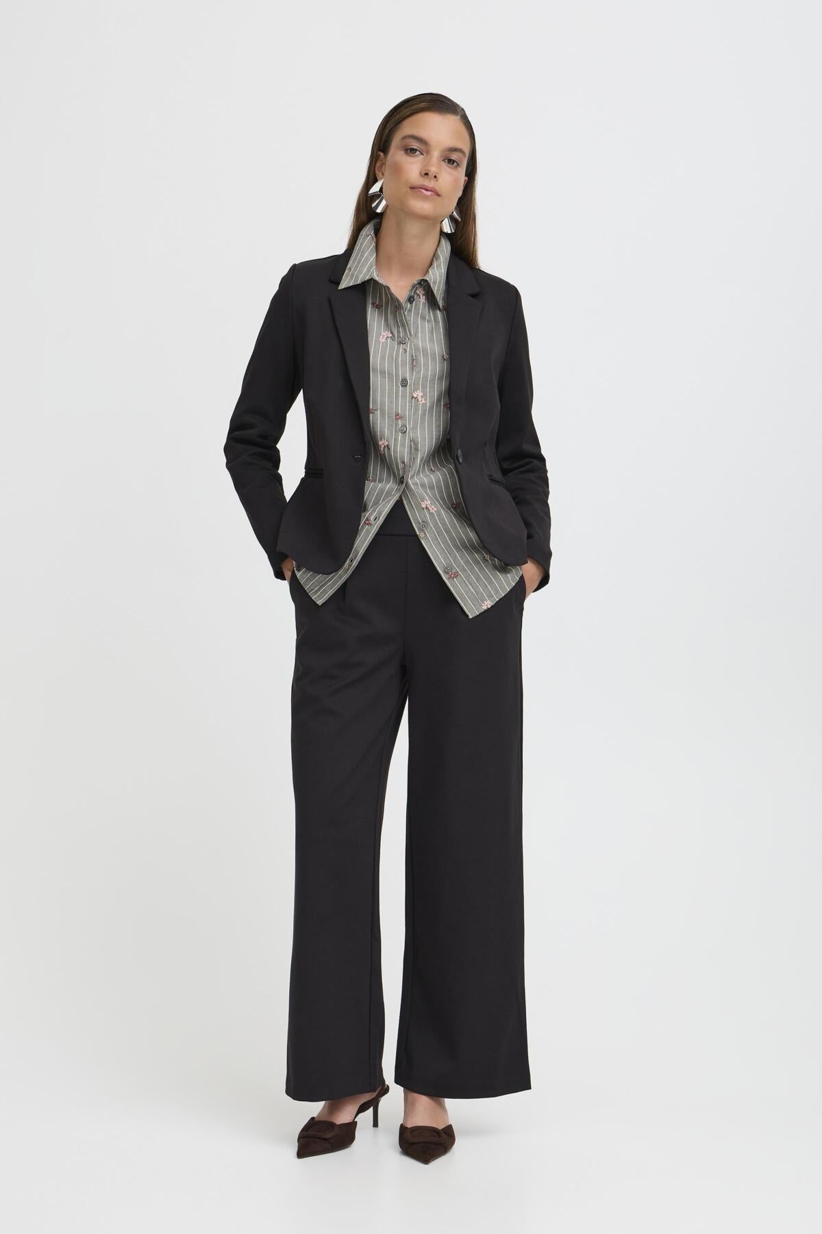 B.young BYRIZETTA Wide Trousers-Trouser-White finn