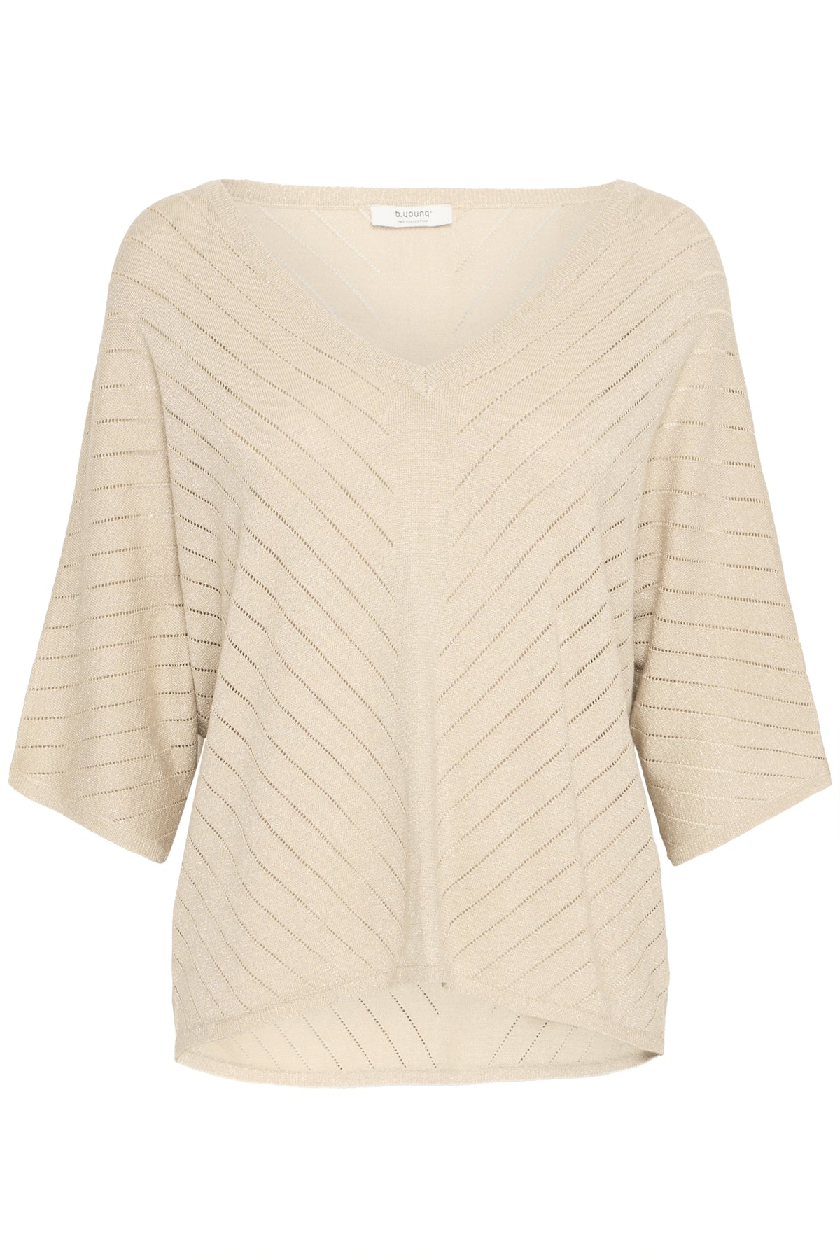 B young Bymobbe V-neck Jumper-Knitwear-White finn