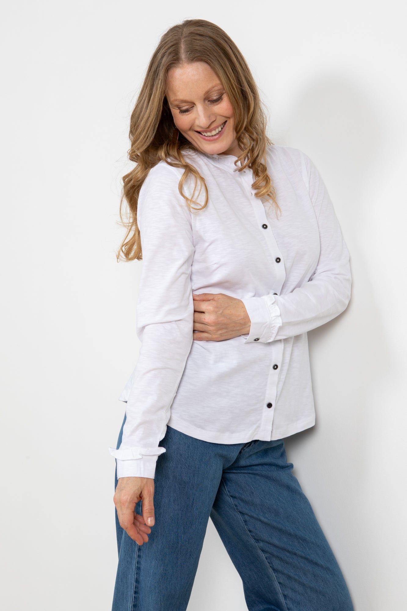 Hailey Frill Shirt Pretty Plain Slub