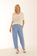 Pomodoro Solid Barrel Leg Trousers-Pomodoro-White finn