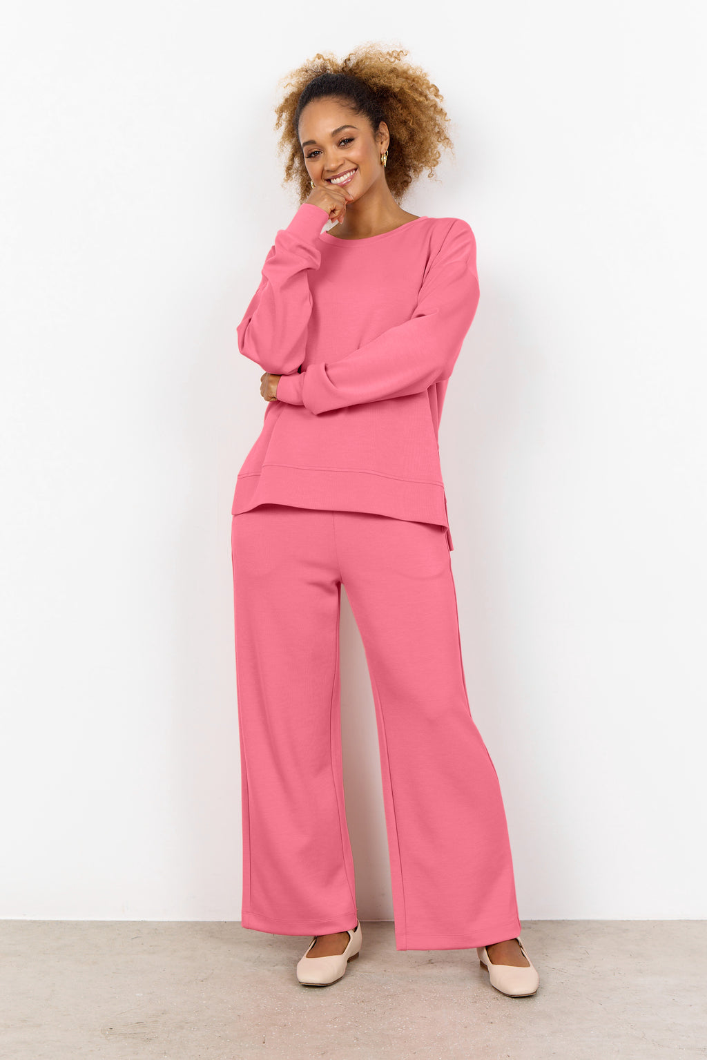 Soya Concept Banu 164 Sweatshirt- Bright Pink-Soya Concept-White finn