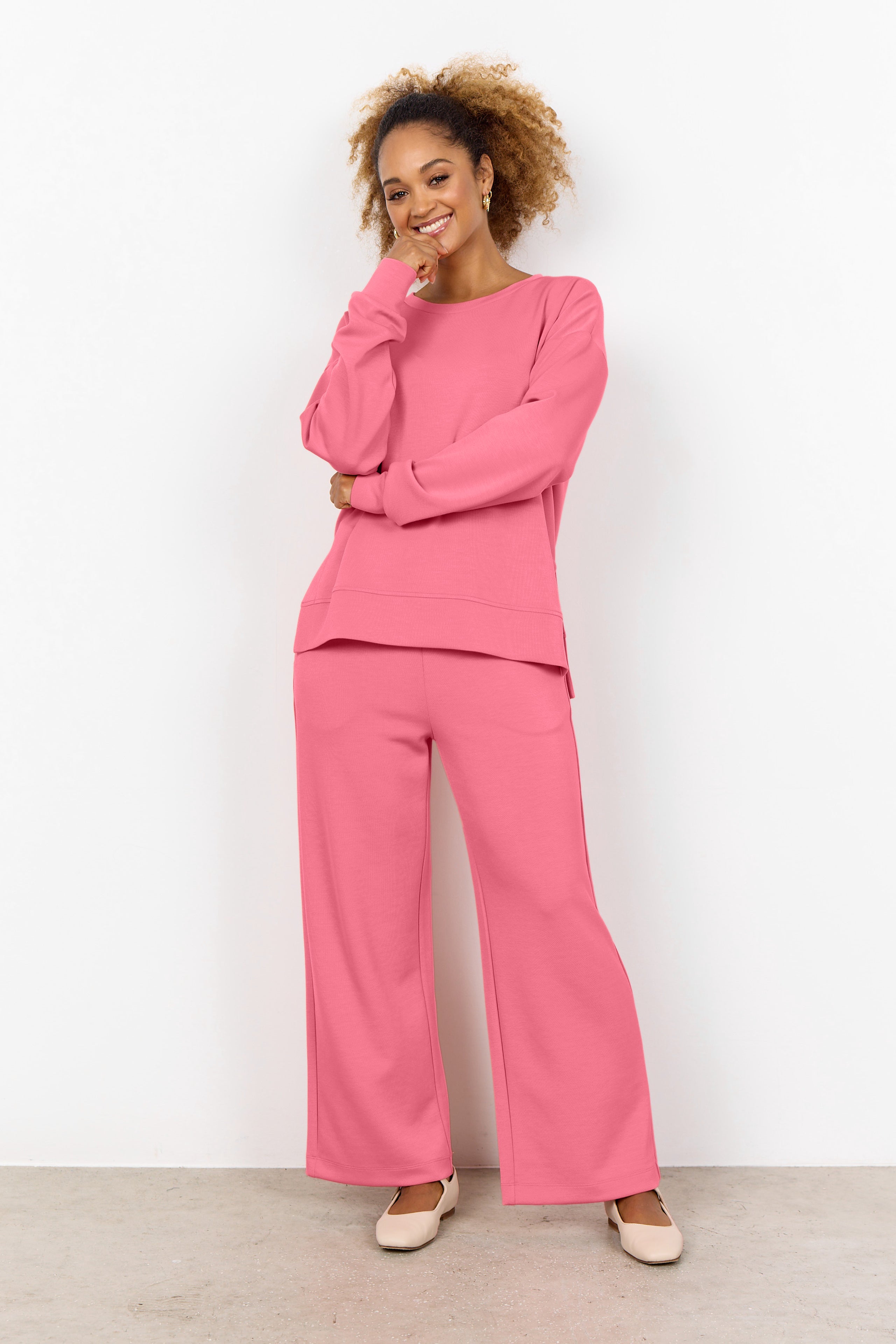 Soya Concept Banu 164 Sweatshirt- Bright Pink-Soya Concept-White finn